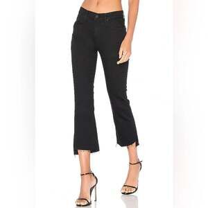 MOTHER The Insider Crop Two Step Fray Size 28 Black Jeans Designer Streetwear